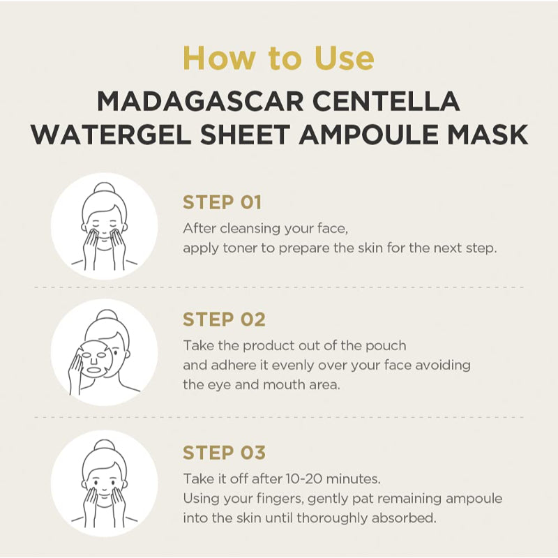  Madagascar Centella Watergel Sheet Ampoule Mask - Korean-Skincare