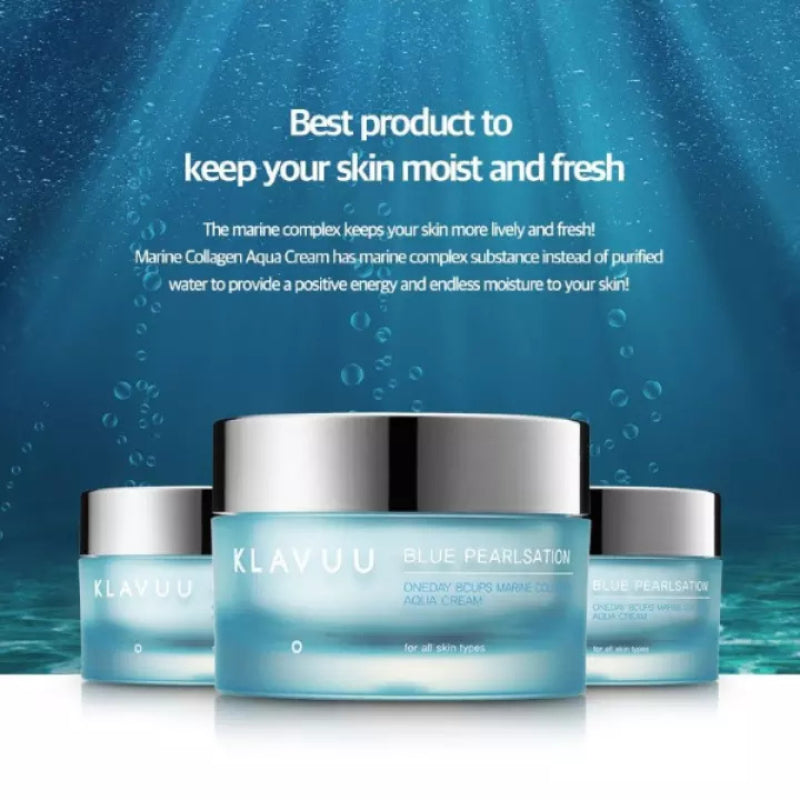 Klavuu Blue Pearlsation One day 8 cups Marine Collagen Aqua Cream - Korean-Skincare